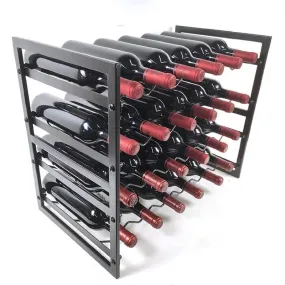 24 Bottle Wide Stackable Wine Rack Matte Black