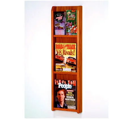 3 Magazine/6 Brochure Acrylic & Oak Wall Display