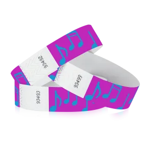 3/4" Tyvek Music Notes Wristbands