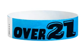 3/4" Tyvek Over 21 BLU Wristbands