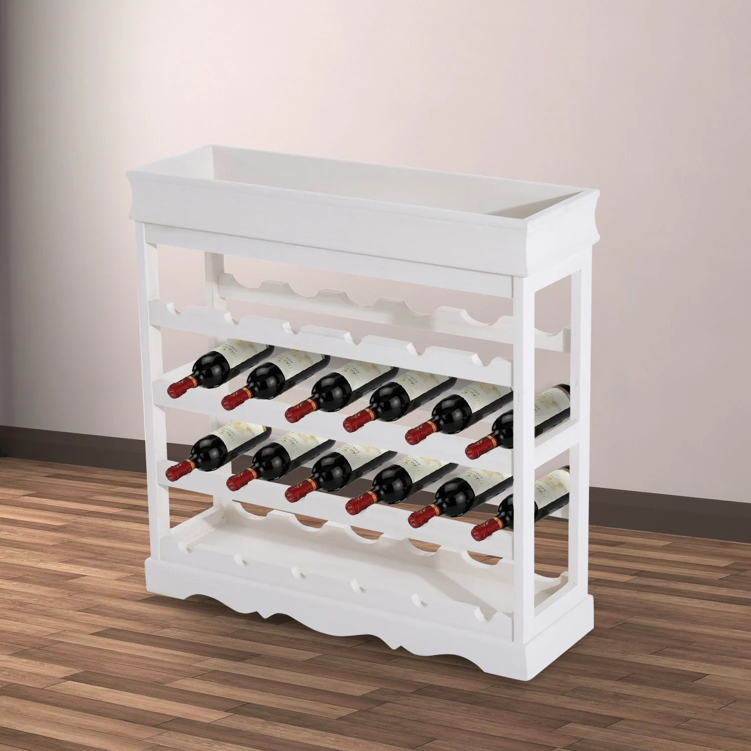 4-tier Wine Rack-White Holds 24 Bottles