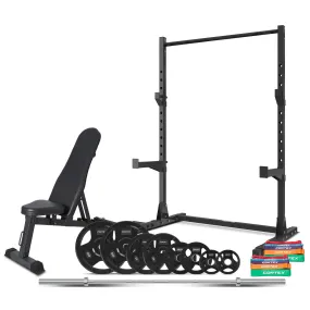 95kg Olympic Squat Rack Home Gym Set with Bench and Bands