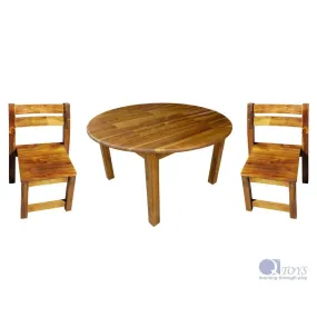 Acacia Large Round Table with 2 Stacking Chairs