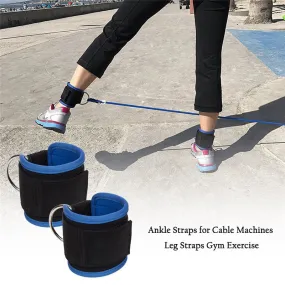 Blue Resistance Band D-ring Ankle Straps with Durable Cuffs