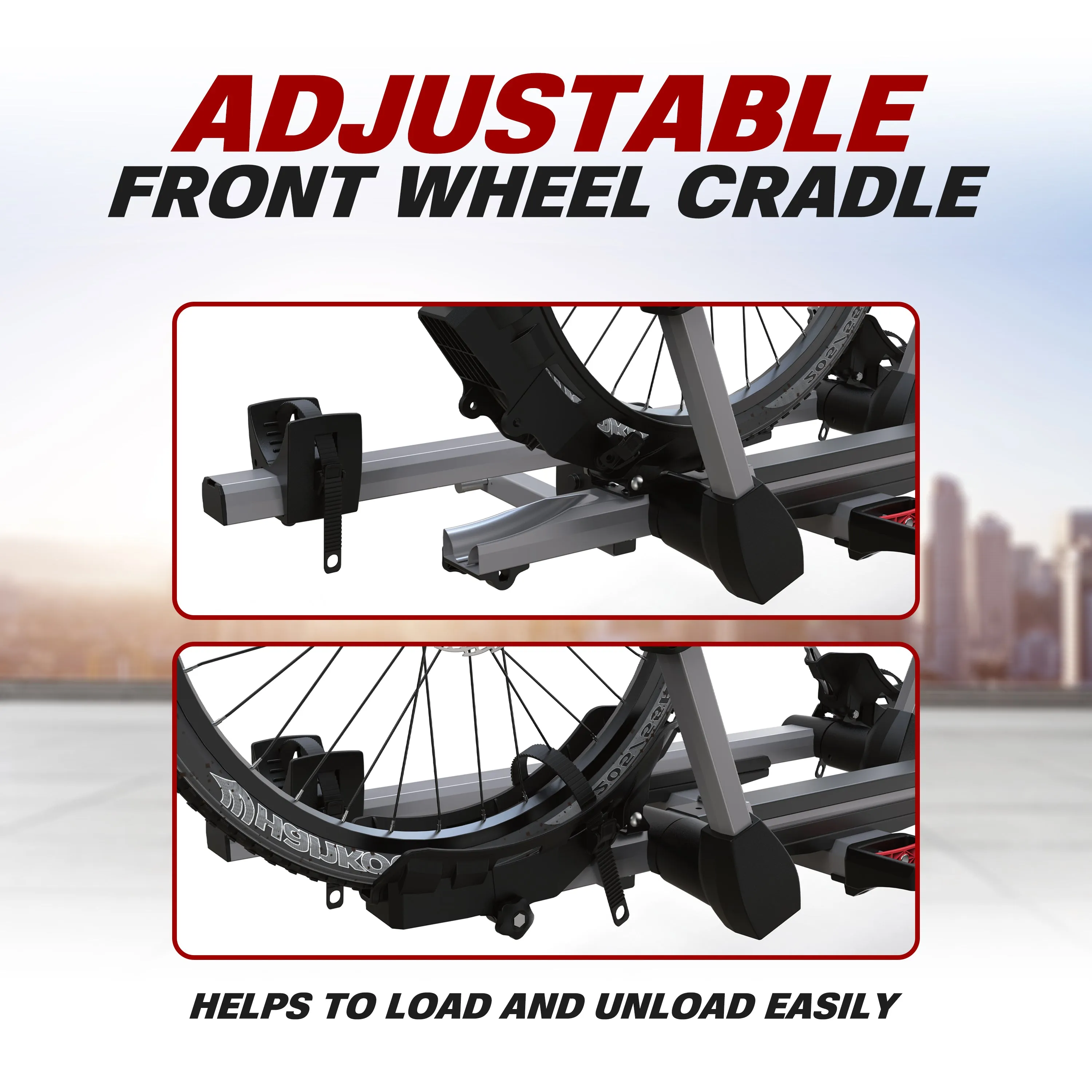 BV Heavy Duty E-Bike Hitch Rack for 2 Bikes with Integrated Ramp, 2” Anti-Wobble Hitch Pin with Lock | BV-HR01-2-305FT