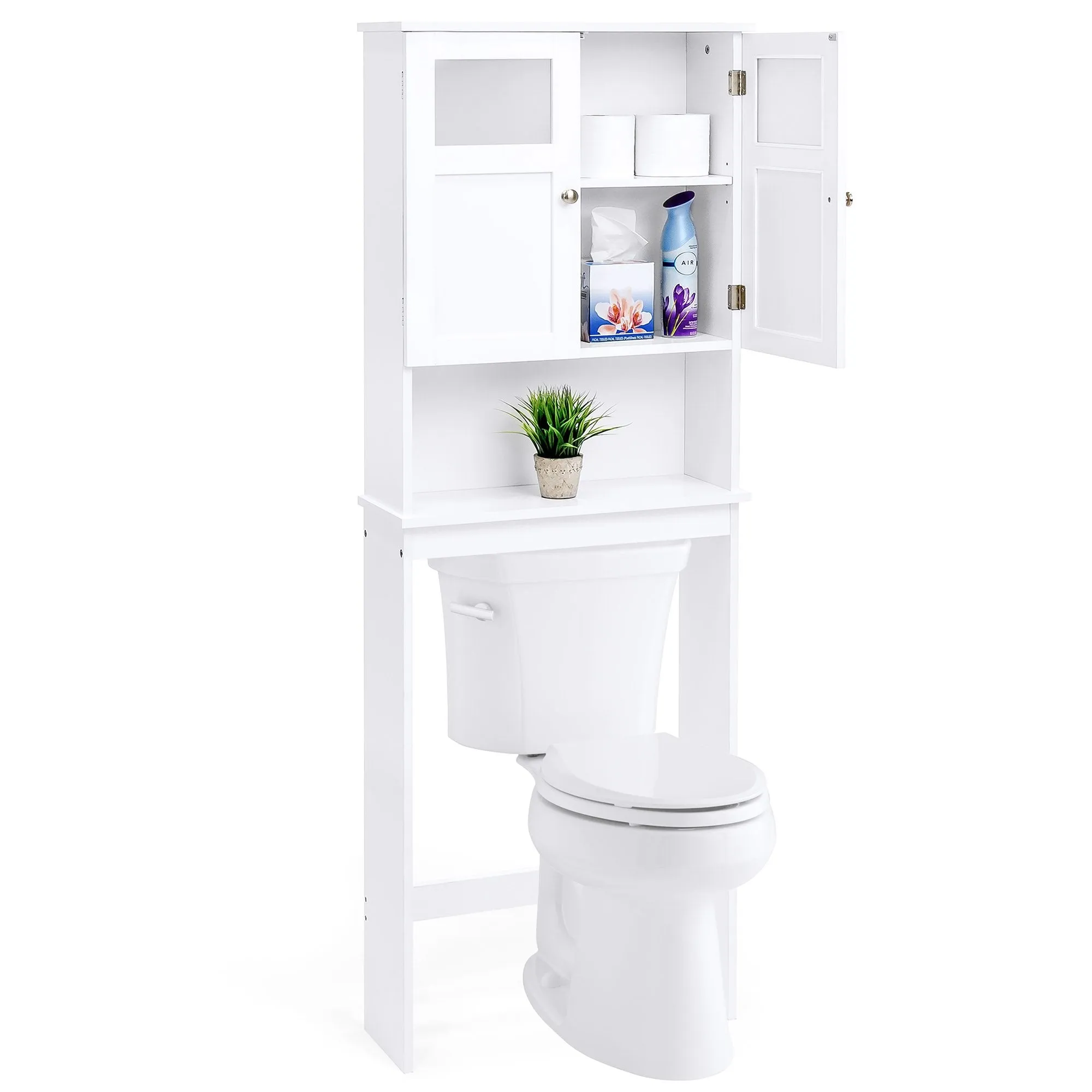 Double Door Over-the-Toilet Bathroom Storage Cabinet