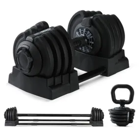 HolaHatha 3-in-1 Multifunctional Home Gym Workout Dumbbell Set Equipment, Black