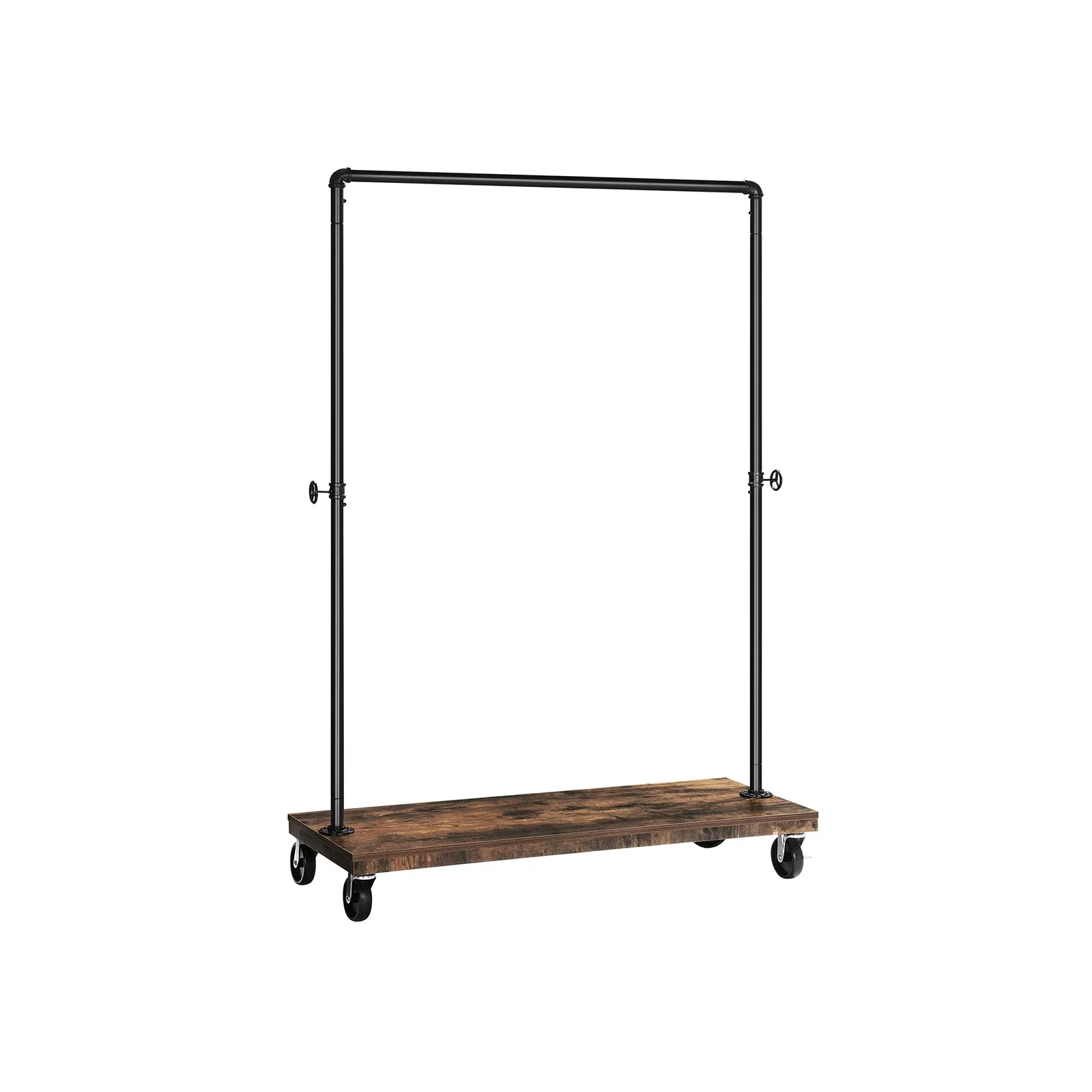 Industrial Pipe Style Rolling Garment Rack with Shoe Shelf