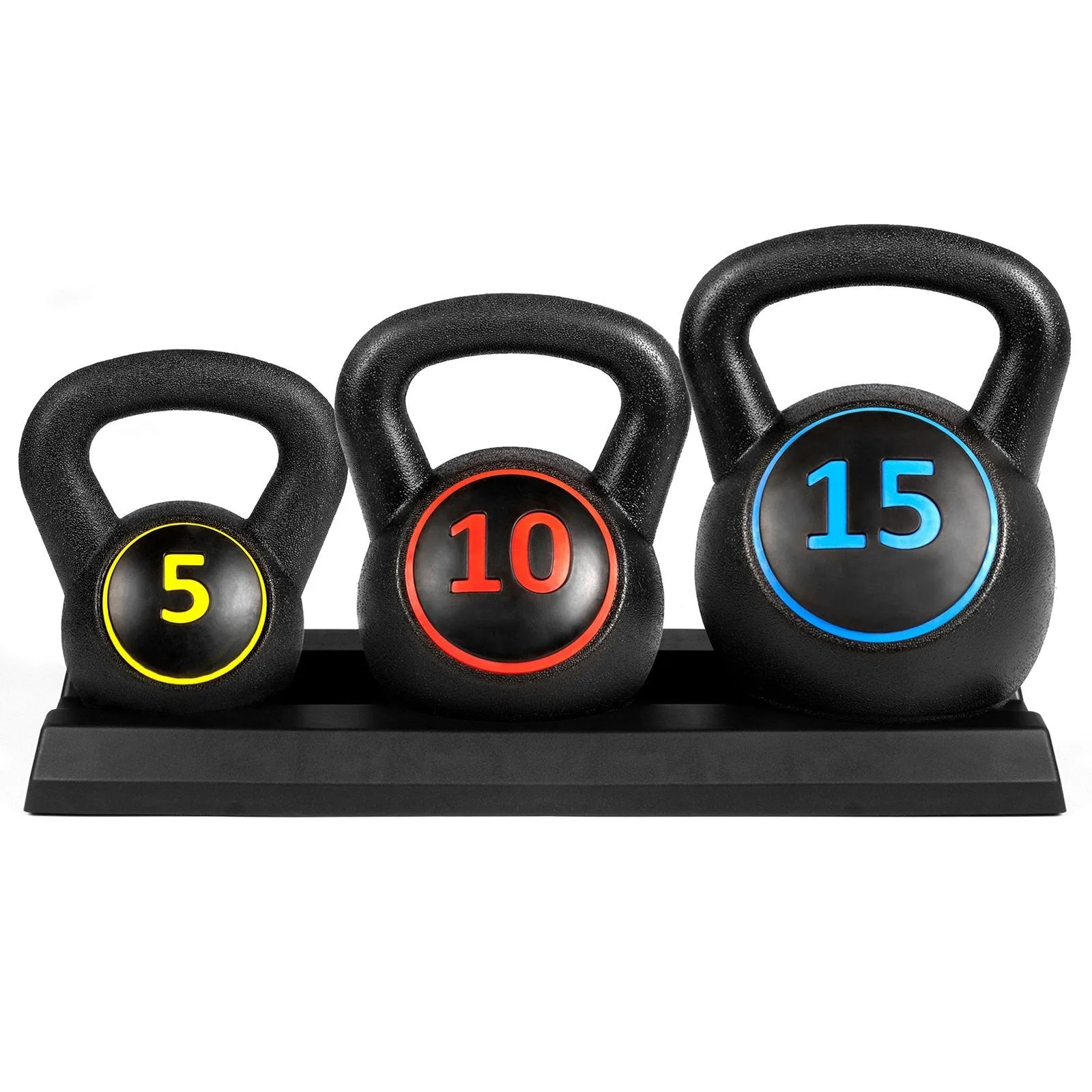 Kettlebell Weights Set W/Base Rack 5lb 10lb 15lb