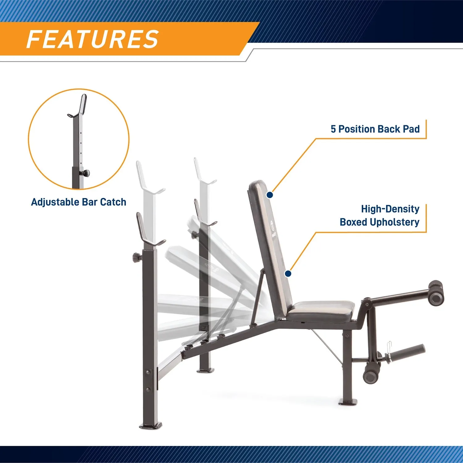 Marcy Olympic Multipurpose Weightlifting Workout Bench| MWB-4491