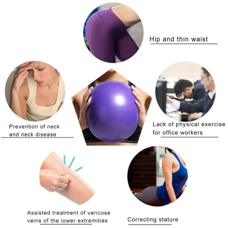 Mini Yoga Pilates Ball Explosion-proof PVC Ball Balanced Fitness Gymnastic Exercise Training with Straw, Diameter: 25cm(Purple)