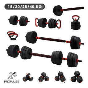 ProPulse Adjustable Dumbbell Barbell Set Home Weights Exercise  15/20/25/40KG