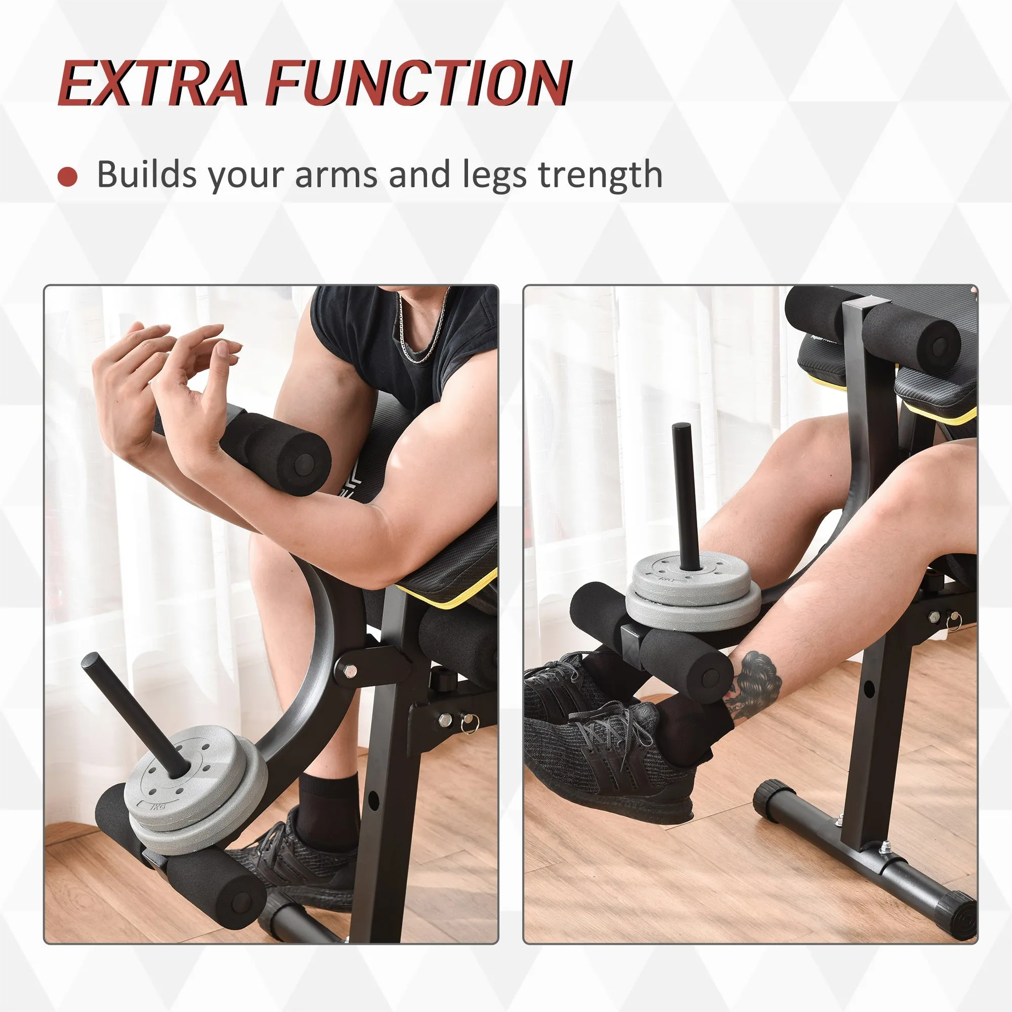 PVC Upholstered Steel Sit-Up/Dumbbell Duo Bench Black