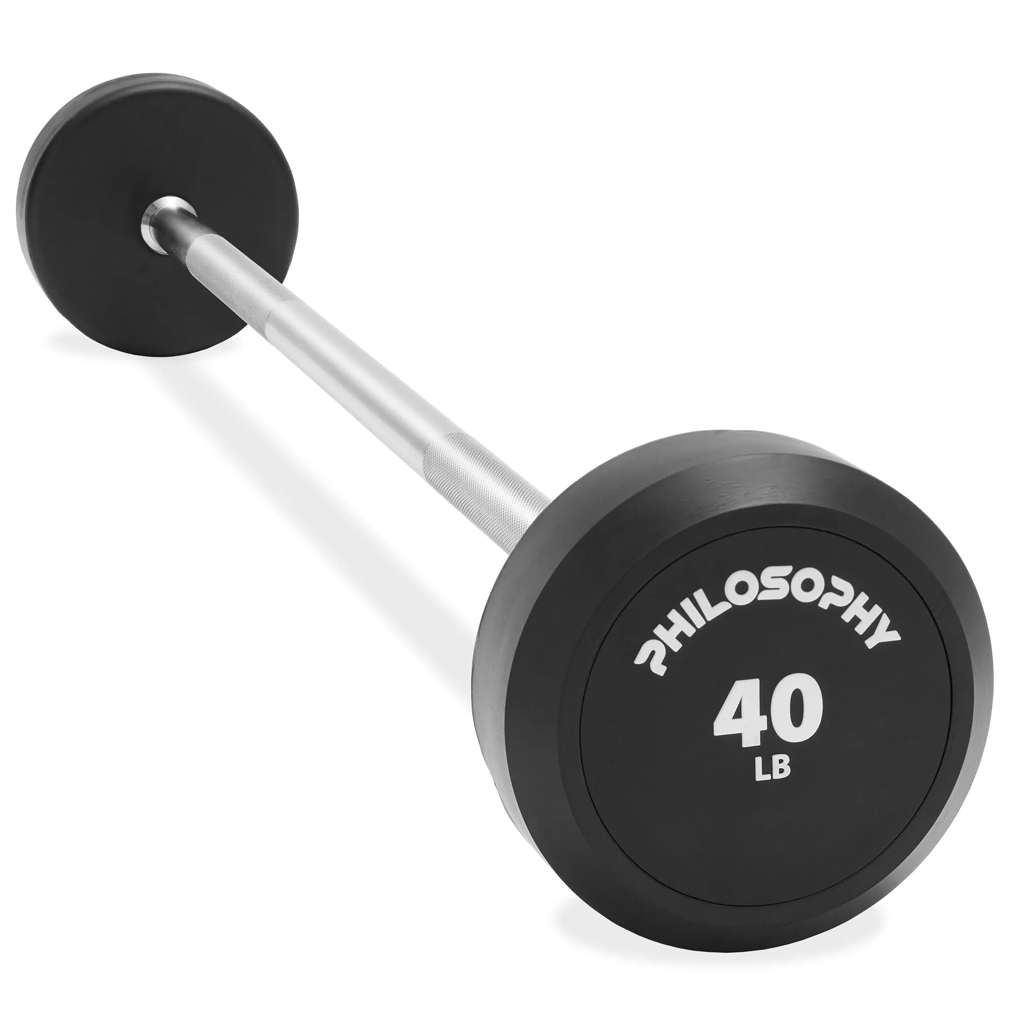 Rubber Fixed Barbell, Pre-Loaded Weight Straight Bar for Weightlifting