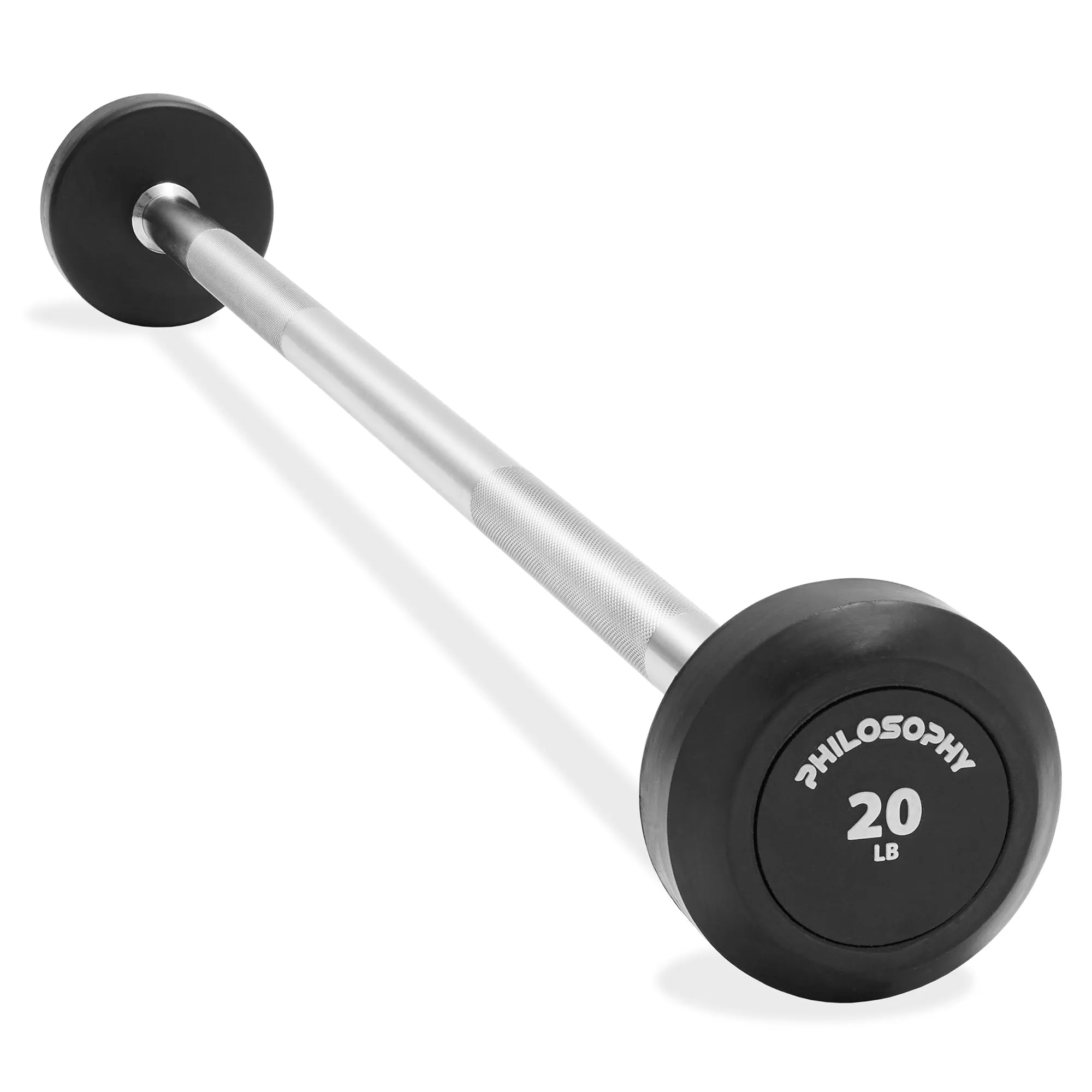 Rubber Fixed Barbell, Pre-Loaded Weight Straight Bar for Weightlifting