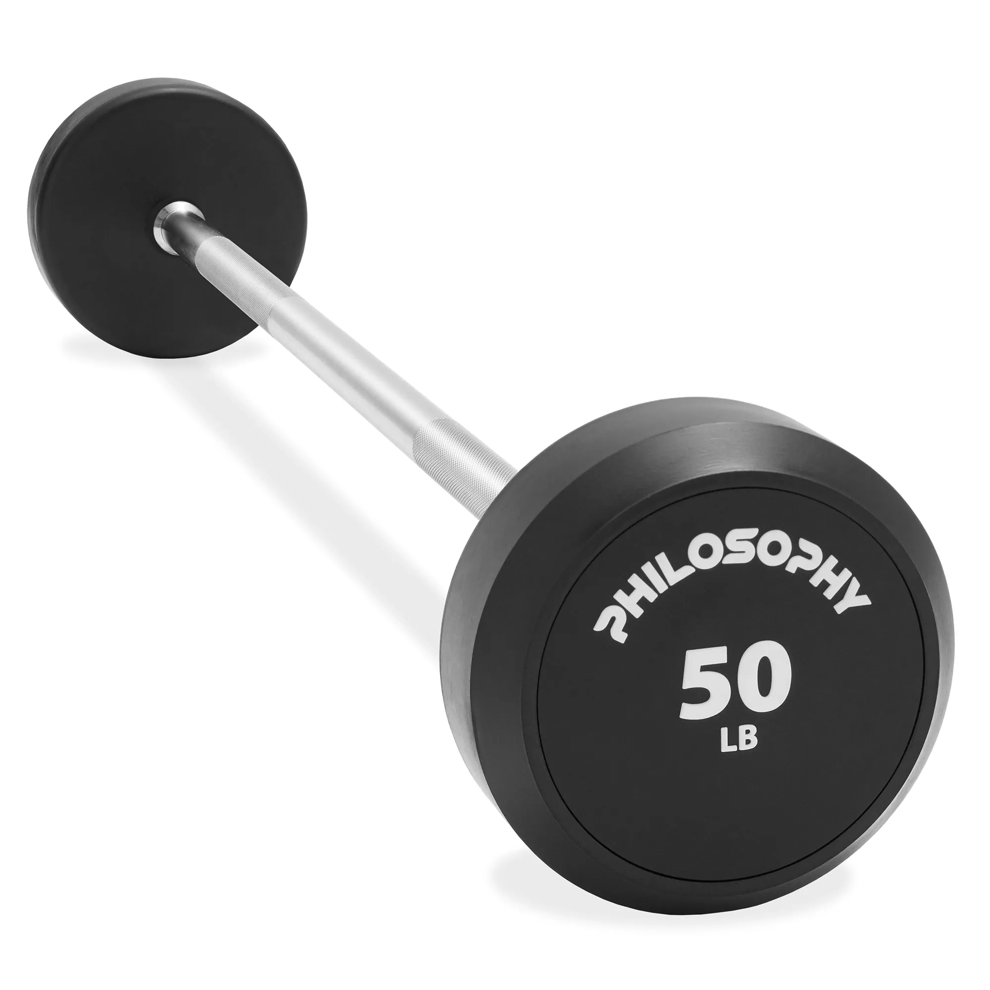 Rubber Fixed Barbell, Pre-Loaded Weight Straight Bar for Weightlifting