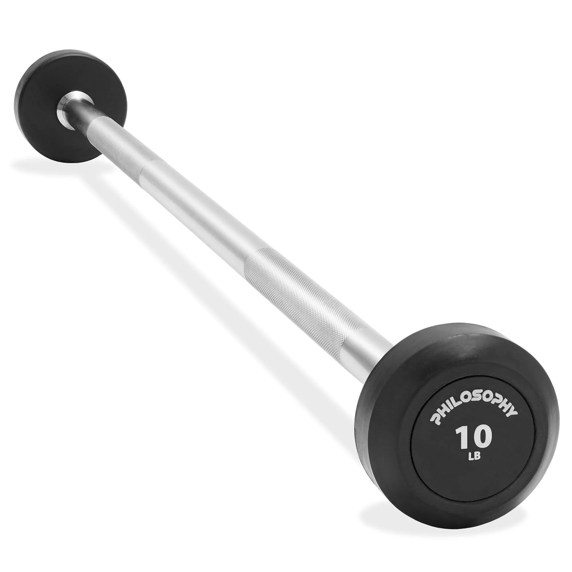 Rubber Fixed Barbell, Pre-Loaded Weight Straight Bar for Weightlifting