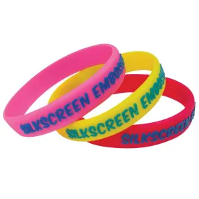 Silkscreen, Embossed, Imprinted 1/2" Custom Silicone Wristbands SILSEA - ADULT (100/Pack)