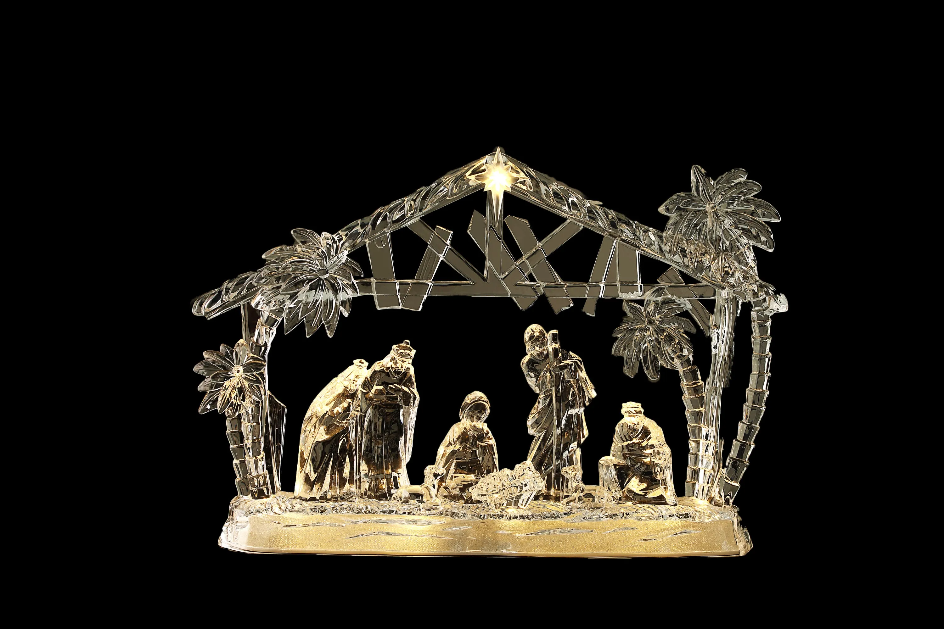 Stable Gold Glitter Nativity